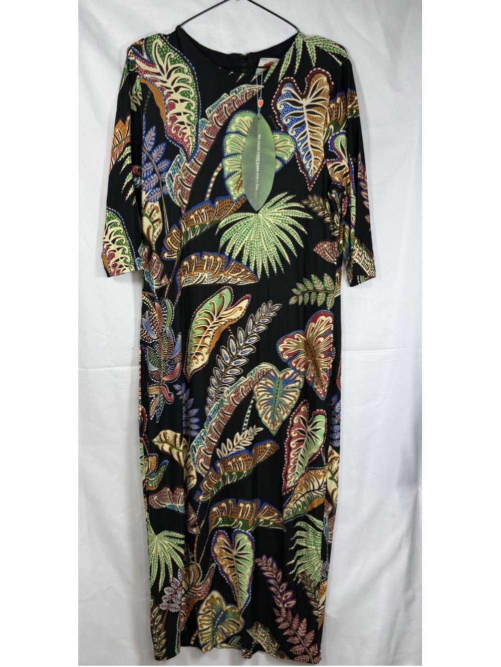 NWT Farm Rio Cool Foliage Tropical Print Midi Dress Black Multi Color Size XL - Picture 1 of 10